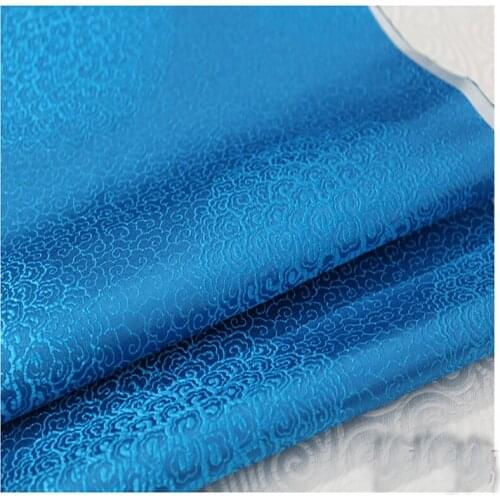HLQON brocade circle lake blue fabric patchwork felt tissue telas bed sheet cheongsam dress children cloth coat 75cm width