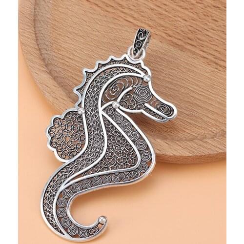 5pcs/Lot Silver Color Large Sea Horse Hippocampus Seahorse Charms Pendants for Necklace Jewelry Making Accessories