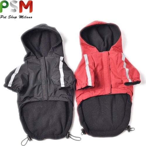 PSM Polyester Dog Raincoat Waterproof Velvet Hat Winter Dog Clothes Pet Raincoat Jacket Suitable Chihuahua Golden Retriever