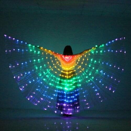 Stage Performance Props Women Dance Accessory DJ LED Dance Wings Light Up Wing Costume LED Dance Wings Rainbow Colors