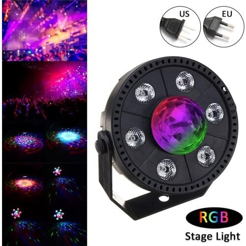 EU/US Plug RGB LED Music Crystal Magic Ball Effect Light AC85-265V Disco DJ Stage Lighting