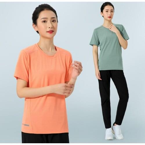 Yoga Shirt Women Quick Dry Running T-Shirt Sports Shirts Summer Gym Clothing Short Sleeve Fitness Group Sports Badminton Shirt