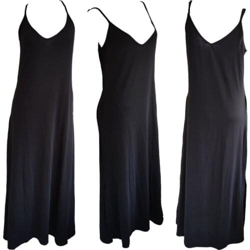 Spandex Women Dress Party Solid Color Knitted Sling V Neck Pocket Sexy