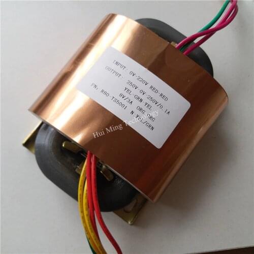 250V-0-250V 0.1A 8V 3A R Core Transformer 70VA R80 custom transformer 220V input with copper shield output for Power amplifier