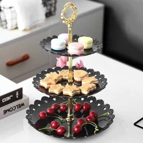 Three Layer Cake Fruit Vegetable Dessert Rack Celebration Party Wedding Display Cake Plate Stand Baking Supplie