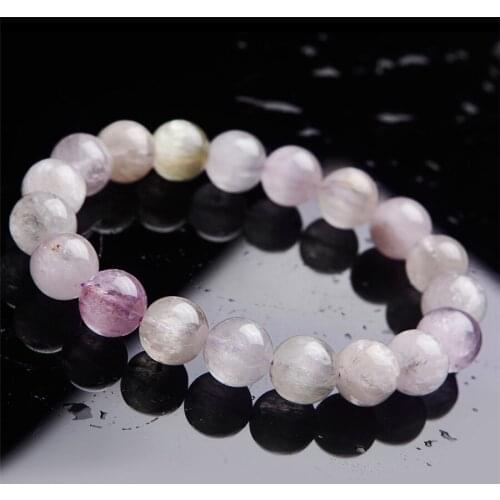 Natural Genuine Kunzite Quartz Bracelets For Women Female 11mm Clear Healing Gems Crystal Stretch Round Bead Bracelet AAAAAA
