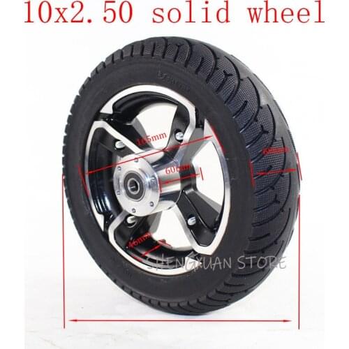 10 inch solid wheels 10x2.50 explosion-proof Solid Tyres & aluminum alloy Disc brake hole rims for 8/10 inch Electric Scooter