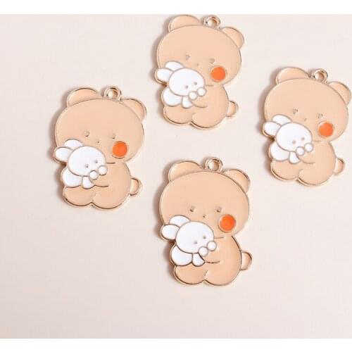 10pcs 23*30mm Mothers Day Jewelry Findings Mun Son Bears Charms for Necklaces Earrings Pendants Making Accessories Animal Charm