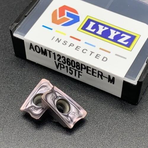 10pcs LYYZ AOMT123608PEER M VP15TF carbide milling inserts indexable end milling cutter AOMT123608PEER-M LY15TF