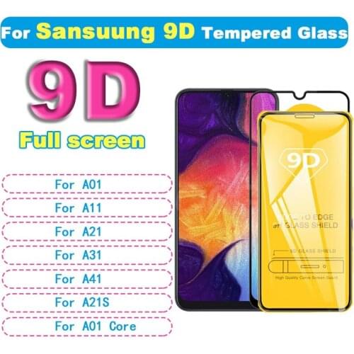 10Pcs\Lot For Samsung A01 A11 A21 A31 A41 A01 Core A81 A21s Screen Protector Explosion-proof Film 9D Full Cover Tempered Glass