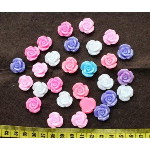250pcs Medium Roses glitter Resin Cabochon Decoden Pendants 17mm D25