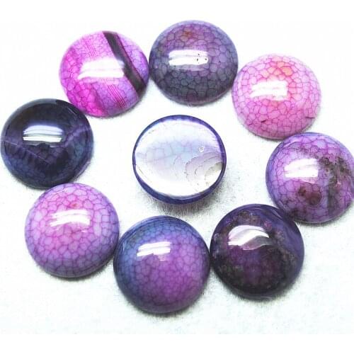 4PCS Nature New Crack Agate Stone Cabochons Round Shape Size 20MM Good Quality Nautral Beads Cabs NO HOLE Free SHIPPING