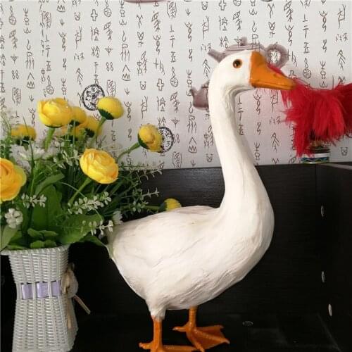 Large 25x38cm simulation standing goose polyethylene&feathers white goose model handicraft home decoration gift b2626