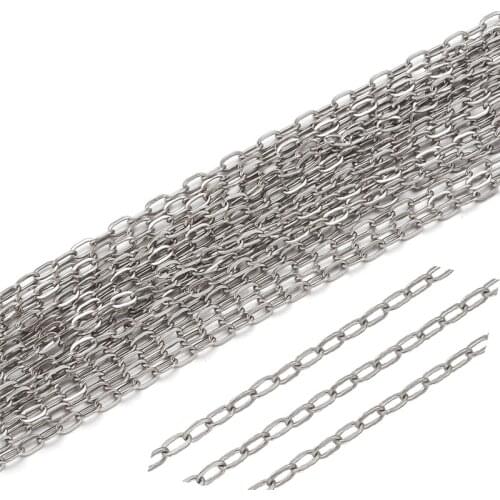 10m 304 Stainless Steel Cable Chains Cross Chain Link Chain for Jewelry Making DIY Bracelet Necklace Accessories 4x2mm 4.5x2.5mm
