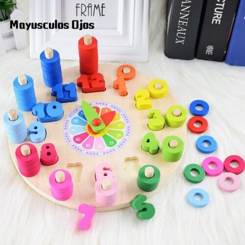 Children Early Education Digital Clock Wooden Educational Toys Creative Shape Paired Puzzle Toy