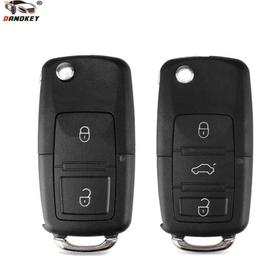 DANDKEY 1x Flip Folding Remote 2 3 Buttons Key Shell Case Fob Without Blade For VW Volkswagen Bora Passat Golf Polo Jetta Touran