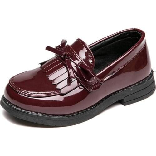 2020 Children Casual Shoes Princess Bowtie Soft Leather Sport Shoes Fashion Vintage Leather Martin Boots Girls Dance Sneakers