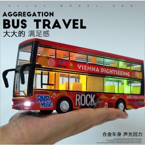 Alloy double deck bus bus toy boy large childrens toy car open door bus model childrens birthday gift