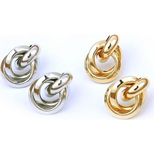 Flash purchase of gold torsion alloy multi-layer drop earrings womens simple geometric earrings wedding fashion new jewelry