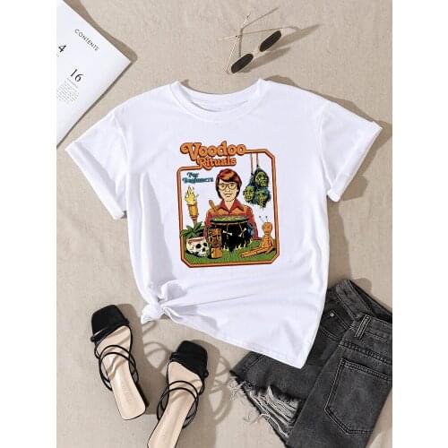 Voodoo Rituals For Beginnersprint Female Tshirts Big Size Cool Tshirt Street Summer Clothes Vintage o-neck womens T-shirts