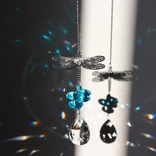 Dragonfly Handcrafted Hanging Crystal Garland Pendant DIY Chandelier Jewelry Center Part Window Garden Decoration