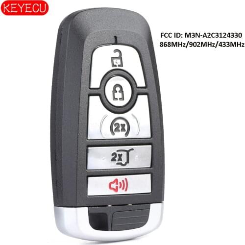 Keyecu OEM Smart Proxy Keyless Entry Remote 5 Button 433MHz /902MHz fob Transmitter for Ford Mustang FCC ID:M3N-A2C3124330