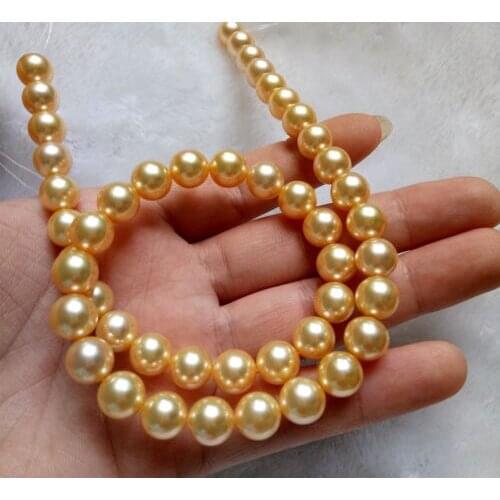 Classic 10-11mm south sea gold pearl necklace 18INCH >free shipping
