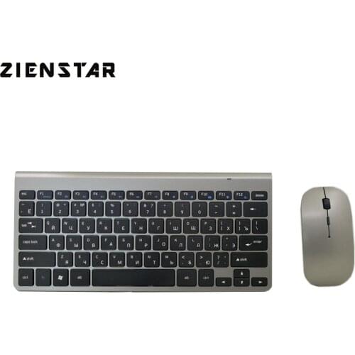 Zienstar Russian Slim 2.4G Wireless Keyboard Mouse Combo for MACBOOK LAPTOP TV BOX Computer PC Smart TV with USB Receiver