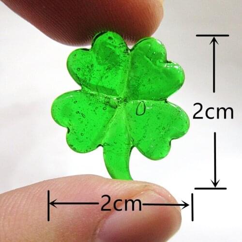 10pcs Lucky combination glass Four-Leaf Clover Leaf charms design green Plant Mini Christmas home decoration accessories 2cmx2cm