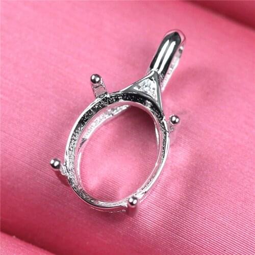 Simple oval shape 9*11 pendant base blank setting without stones jewelry making diy women silver 925