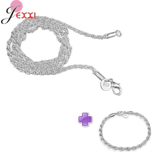 Simple Trendy Jewelry Sets For Women Men 925 Sterling Silver Bracelet Necklace Set Link Chain Jewellry Party Supplies