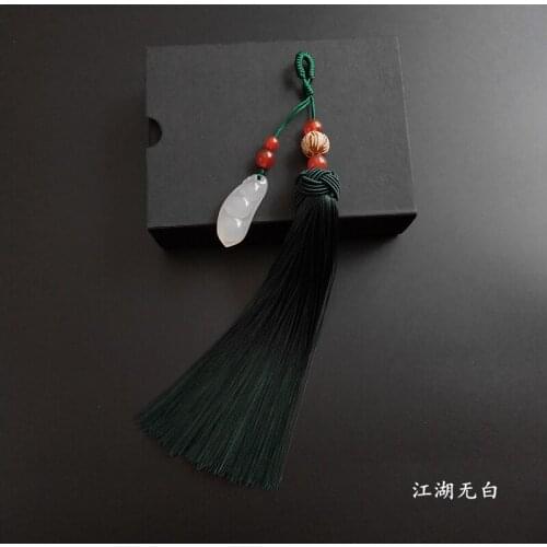 Retro theatrical natural fringed dress lapel button pressed Han Chinese clothing accessories brooch pendant collar button