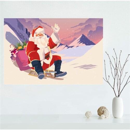 Custom Christmas pattern Canvas Painting Poster Home Decor Cloth Fabric Wall Art Poster 27x40cm,30x45cm,40x60cm,50x75cm,60x90cm