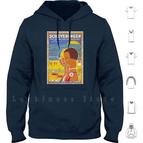 Scheveningen , The Hague , Netherlands , Colorful Vintage Travel Poster hoodies long sleeve Scheveningen The Hague