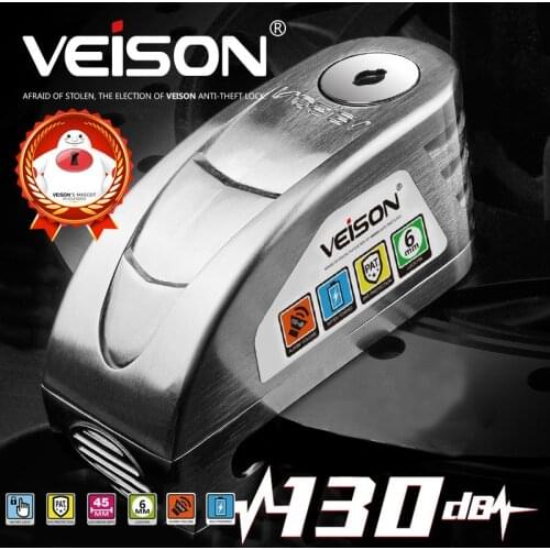 Veison Alarm Warning Safety Padlock Motorcycle Bike Bicycle Scooter Motorbike Brake Security Disc Lock Anti-Theft Waterproof