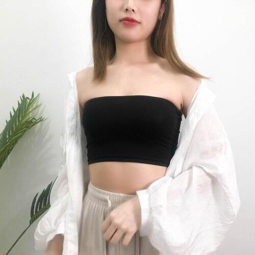 Summer Fashion Sexy Leisure Wear Outside Boob Tube Top Black Color Woman Tube Top Strapless Tops Strapless Stretch Bandeau Bra