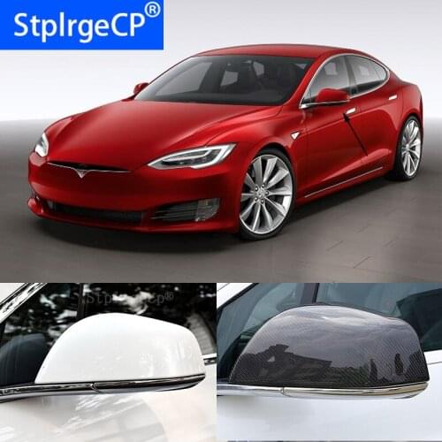 High Quality for Tesla model S 2014 2015 2016 - 2019 100% Real Carbon Fiber Rear View Mirror Cover Side Mirror Caps car styling