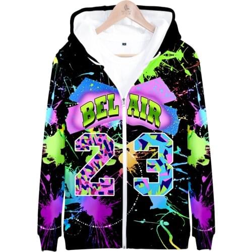 Y2K Kawaii Women Fashion Jackets 3D The Fresh Prince Coats 90s Sitcom Crop Top Letter 23 Zipper Outwear Students Casual Hoodie