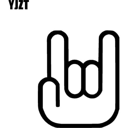 YJZT 10.5CM*12.7CM Rock Gesture Vinyl Interesting Car Sticker Decals Black Silver Motorcycle C13-000588