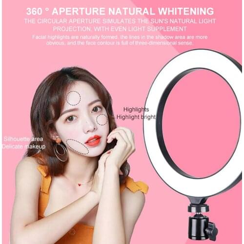 Fill Light Phone Computer Brightness Adjustable Selfie Ring Light With Clip Stand