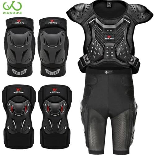 WOSAWE Motocross Body Armor Jacket Shorts Elbow Knee Pads Protector Set Moto Protective Gear Kit MTB Motorcycle Outfit Clothing