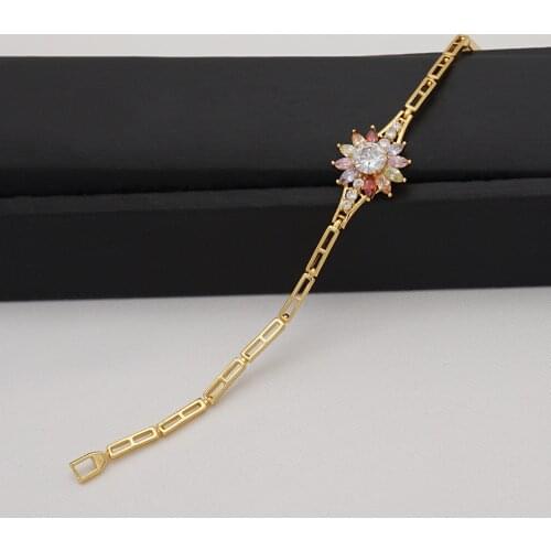 MIRAFEEL Fashion Women Ladys Gold Color Muti Colors CZ Stones Austrian Crystal Flower Bracelets & Bangles Jewelry