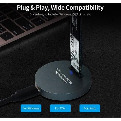 1PCS LM914 M2 NVME SSD Adapter Aluminum USB3.1 Type C to PCI-E SSD M.2 External SSD Enclosure Mobile Adapter Box