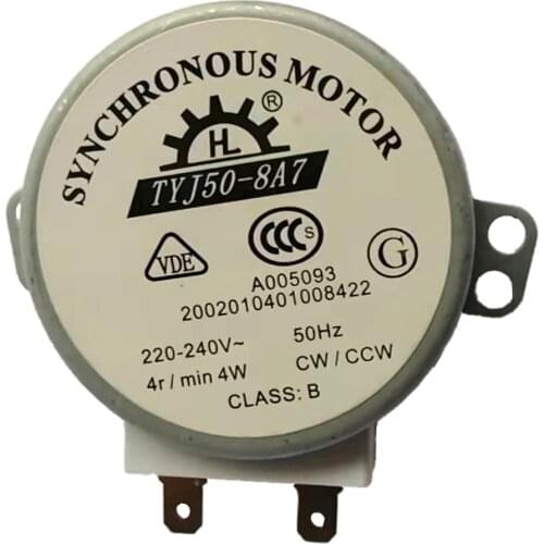 2pcs/lot AC 220-240V 4W 6RPM 48mm Micro Synchronous Motor for Warm Air Blower 50/60Hz CW/CCW TYJ50-8A7 microwave oven tray motor