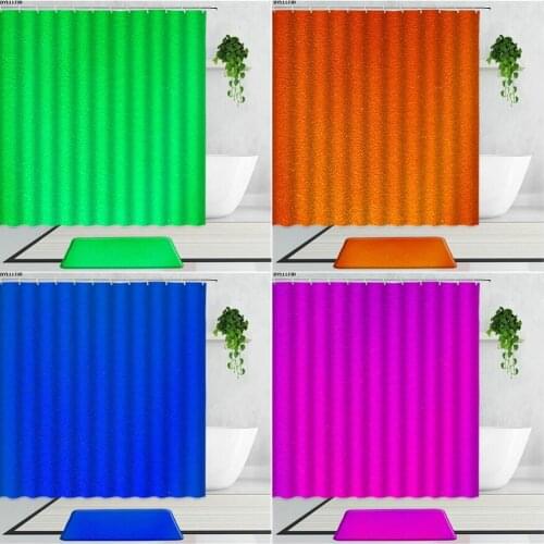 Orange Bathroom Shower Curtain Set Green Blue Red Flannel Non-Slip Carpet Mats Polyester Bath Curtains With Hooks Bathtub Screen