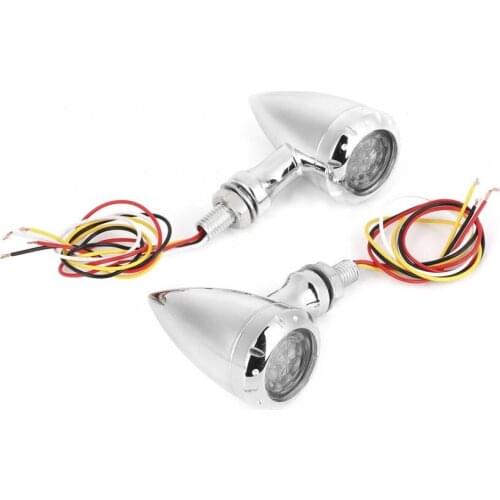 2pcs Silver Chrome Motorcycle 10mm Steering Flashing LED Turn Signals Light Indicator Lamp Motorcycle Parts