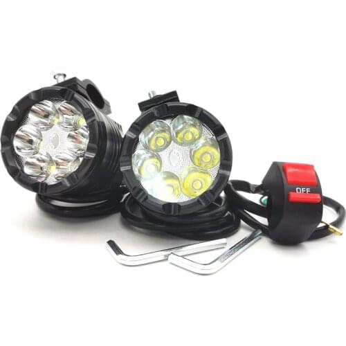 2Pieces Motorcycle LED Spot Lights Driving Headlights Fog Lamps with Switch Accessories