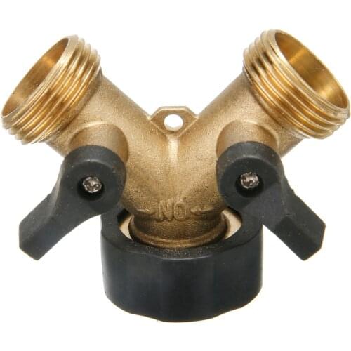 2 Way Tap Connector Double Distributor Valve Garden Hose Pipe Splitter With Couplings for European Standard Thread 3/4" Tap