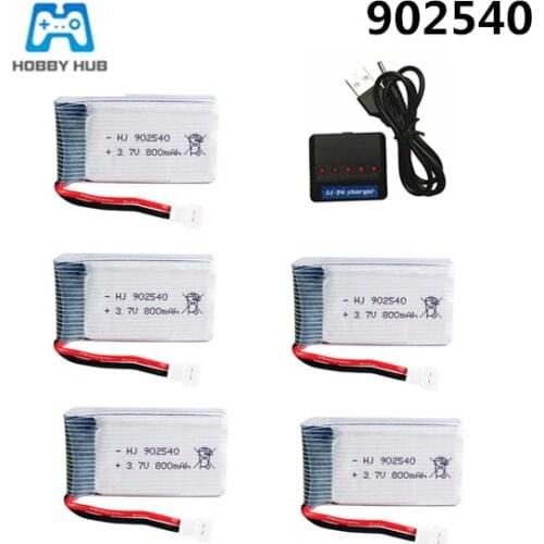 3.7V 800mAh 902540 Lipo Battery and Charger for Syma X5 X5C X5SC X5SW TK M68 MJX X705C SG600 RC Drone spare parts 3.7v battery