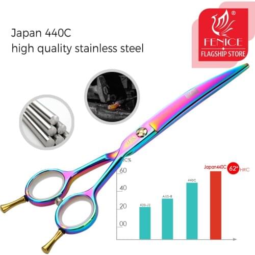 Fenice 6.5 inch professional curved scissors for dog grooming scissors pet scissors shears makas tijeras
